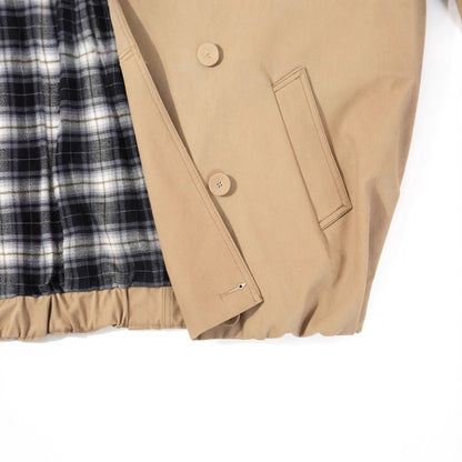 Collar long sleeved short double breasted trench coat style workwear jacket for women