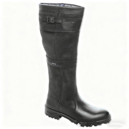 Coarse heel square heel color blocked belt buckle sleeve high top knight boots