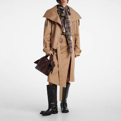 Collar long sleeved short double breasted trench coat style workwear jacket for women